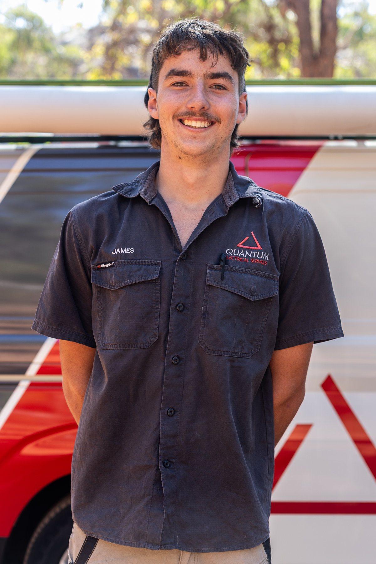James, 4th year electrical apprentice at Quantum Electrical Services